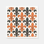 Orange Black Baroque Fleur-de-lis Pattern Design  Servet (Voorkant)