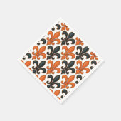Orange Black Baroque Fleur-de-lis Pattern Design  Servet (Hoek)