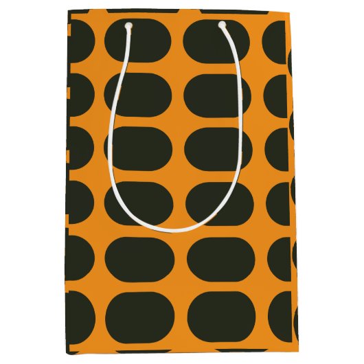 Orange Black Circles Medium Cadeauzakje (Voorkant)