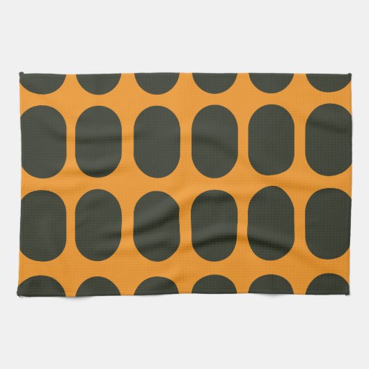 Orange Black Circles Theedoek (Horizontaal)