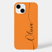 Orange Black Elegant Calligraphy Script Name Case-Mate iPhone Case (Achterkant)