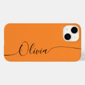 Orange Black Elegant Calligraphy Script Name Case-Mate iPhone Case (Achterkant (horizontaal))