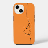 Orange Black Elegant Calligraphy Script Name iPhone Hoesje (Achterkant)