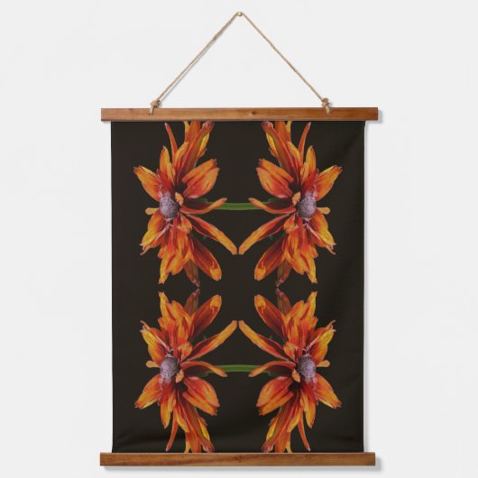Orange Black Eyed Susan Flower Abstract Hangend Wandkleed (Voorkant)