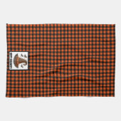 Orange & Black Gingham Halloween Witch Hat & Bats Theedoek (Horizontaal)
