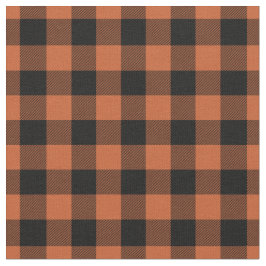 Orange & Black Gingham Plaid Stof