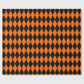 Orange Black Harlequin Diamonds Checkers Design  Cadeaupapier (Vlak)