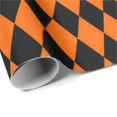 Orange Black Harlequin Diamonds Checkers Design  Cadeaupapier (Rol Hoek)