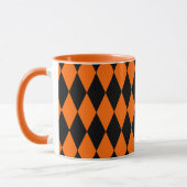 Orange Black Harlequin Diamonds Checkers Design  Mok (Links)