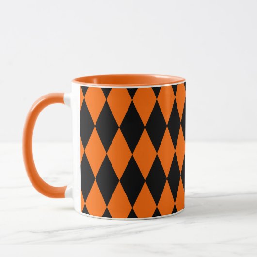 Orange Black Harlequin Diamonds Checkers Design  Mok (Links)