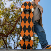 Orange Black Harlequin Diamonds Checkers Design  Persoonlijk Skateboard