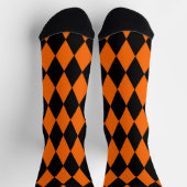 Orange Black Harlequin Diamonds Checkers Design Sokken (Top)