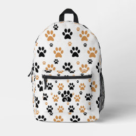 Orange Black Paw Print Pattern Bedrukte Rugzak