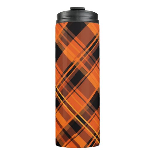 Orange Black Plaid Halloween Thermal Tumbler Thermosbeker (Voorkant)