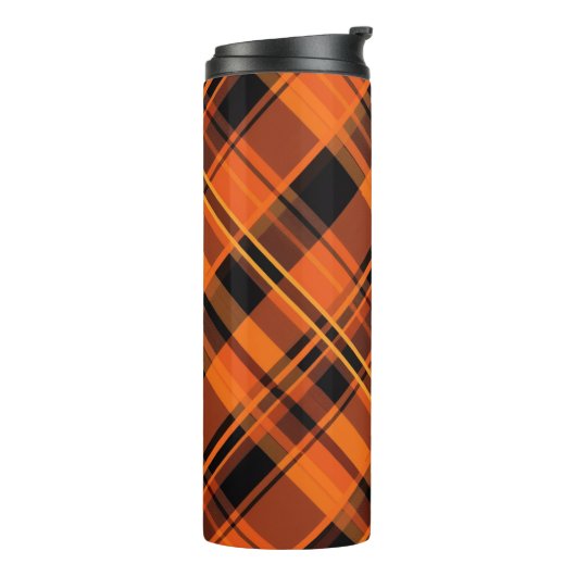 Orange Black Plaid Halloween Thermal Tumbler Thermosbeker (Gedraaid links)