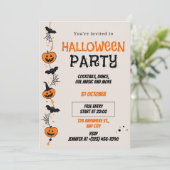 Orange Black Playful Halloween Party Invitation Kaart (Staand voorkant)