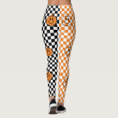 Orange Black Retro Rad Pumpkin Checkered Halloween Leggings (Achterkant)