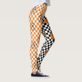 Orange Black Retro Rad Pumpkin Checkered Halloween Leggings (Rechts)