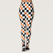 Orange Black White Checkered Pattern Design  Leggings (Achterkant)