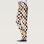 Orange Black White Checkered Pattern Design  Leggings (Links)
