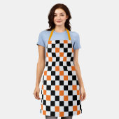 Orange Black White Checkered Pattern Design  Schort (Gedragen)