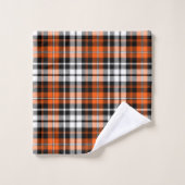 Orange Black White Plaid Tartan Pattern Design  Bad Handdoek (Wasdoekje)