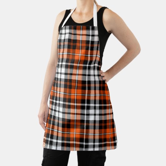 Orange Black White Plaid Tartan Pattern Design  Schort (Insitu)