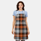 Orange Black White Plaid Tartan Pattern Design  Schort (Gedragen)