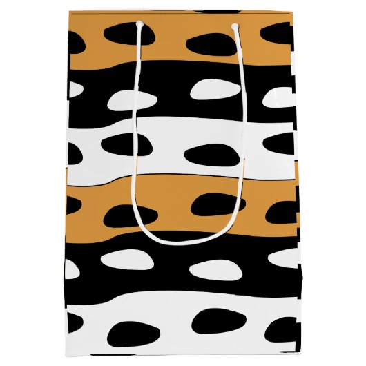 Orange Black White Stripes Medium Cadeauzakje (Achterkant)