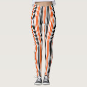 Orange Black White Stripes Pattern Design  Leggings (Voorkant)