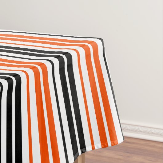 Orange Black White Stripes Pattern Design  Tafelkleed (Voorbeeld)