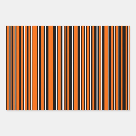 Orange, Black & White Trendy Stripes & Polka Dots Inpakpapier Vel (Voorkant 3)