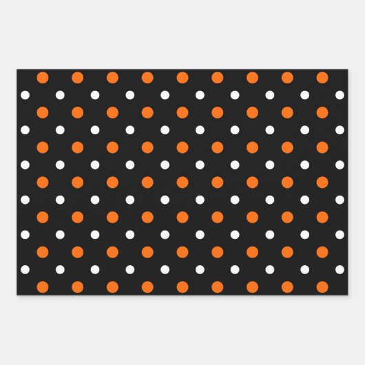 Orange, Black & White Trendy Stripes & Polka Dots Inpakpapier Vel (Voorkant 2)