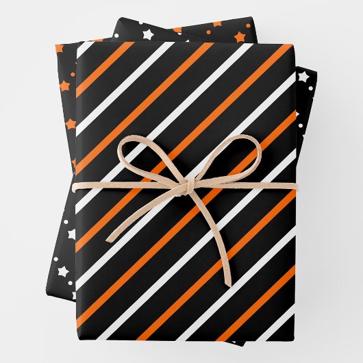 Orange, Black & White Wrapping Paper Sheets
