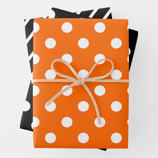 Orange, Black & White Wrapping Paper Sheets