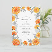 Orange Blossom Whimsy Wedding Kaart (Staand voorkant)