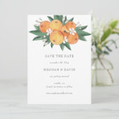 Orange Blossoms Citrus Botanical Save the Date Aankondiging (Staand voorkant)