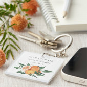 Orange Blossoms Citrus Botanical Save the Date Sleutelhanger (Voorkant Rechts)