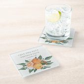 Orange Blossoms Citrus Botanical Wedding  Glazen Onderzetter (Schuin)