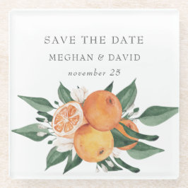 Orange Blossoms Citrus Botanical Wedding  Glazen Onderzetter