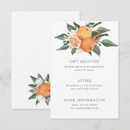 Orange Blossoms Citrus Botanical Wedding  Informatiekaartje