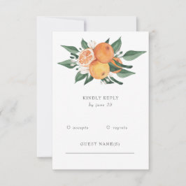 Orange Blossoms Citrus Botanical Wedding RSVP Kaartje