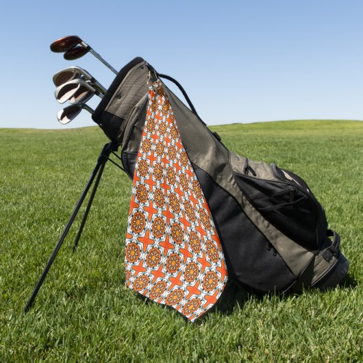 Orange, blue and white geometric patterned golfhanddoek (Groen)
