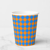 Orange Blue Checker Diamond Pattern Papieren Bekers (Achterkant)