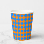 Orange Blue Checker Diamond Pattern Papieren Bekers (Rechts)
