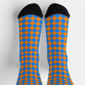 Orange Blue Checker Diamond Pattern Sokken (Top)