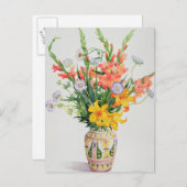 Orange & Blue Flowers in a Moroccan Vase Briefkaart (Voorkant / Achterkant)