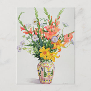 Orange & Blue Flowers in a Moroccan Vase Briefkaart