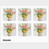 Orange & Blue Flowers in a Moroccan Vase Vierkante Sticker (Vel)