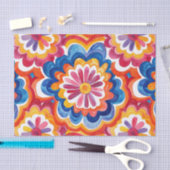 Orange Blue Pink Watercolor Retro Groovy Flowers Tissuepapier (Craft)